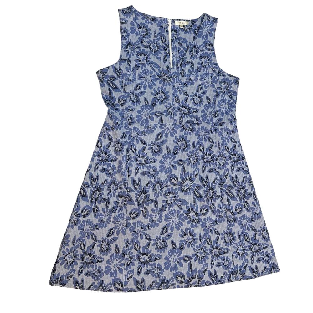 Tyler Boe Blue Floral Sleeveless Summer Dress Zip Up Back Size Women's Large